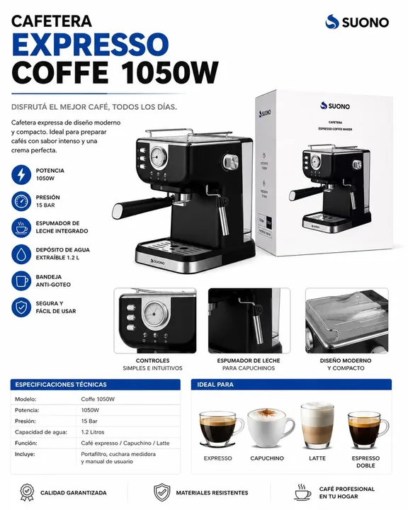 CAFETERA EXPRESSO COFFE 1050W - SUONO